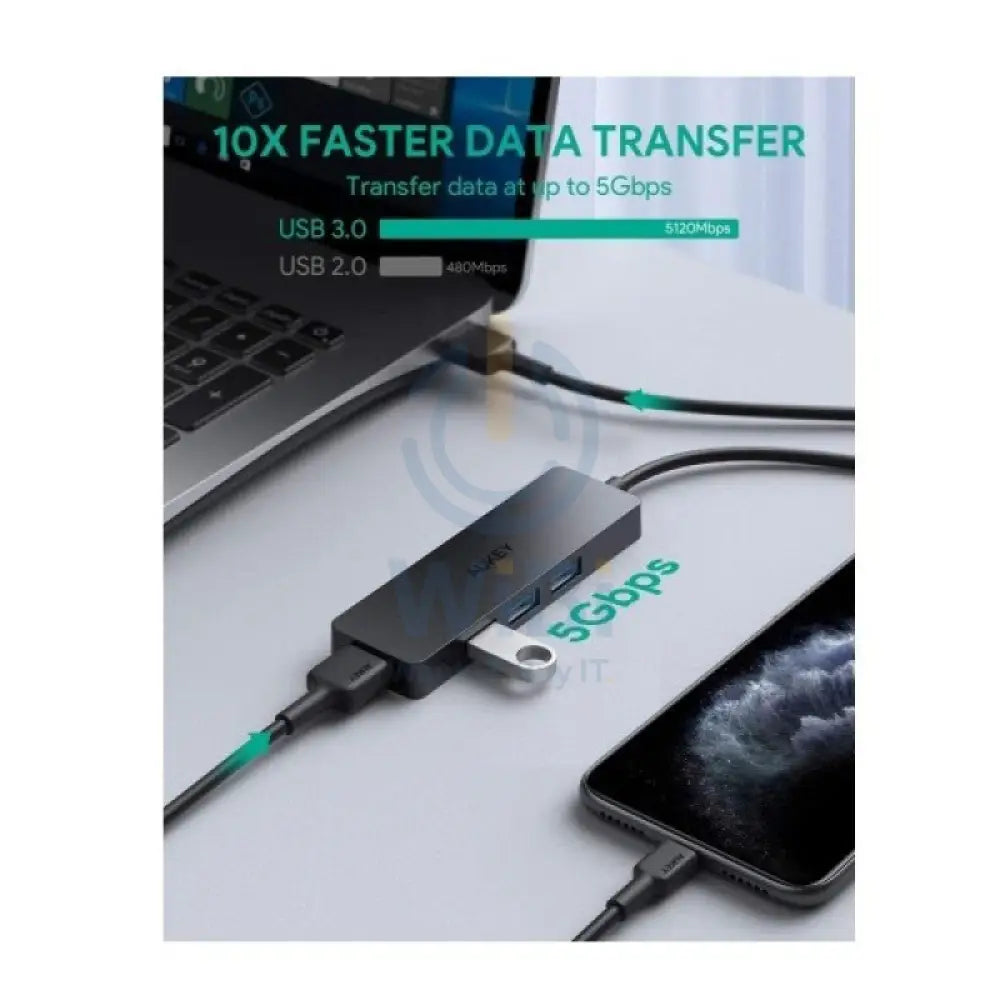 Aukey Aluminum Ultra Slim 4-Port USB 3.0 USB Hub - CB-H37 Accessories > USB Hub