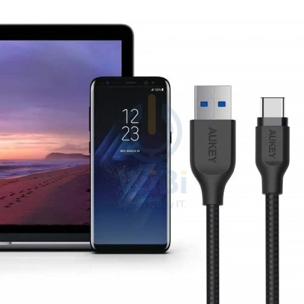 Aukey Braided Nylon Cable - 1.2m / USB 3.1 Gen 1 to USB-C / Black Accessories > Cables & Converters > Cables