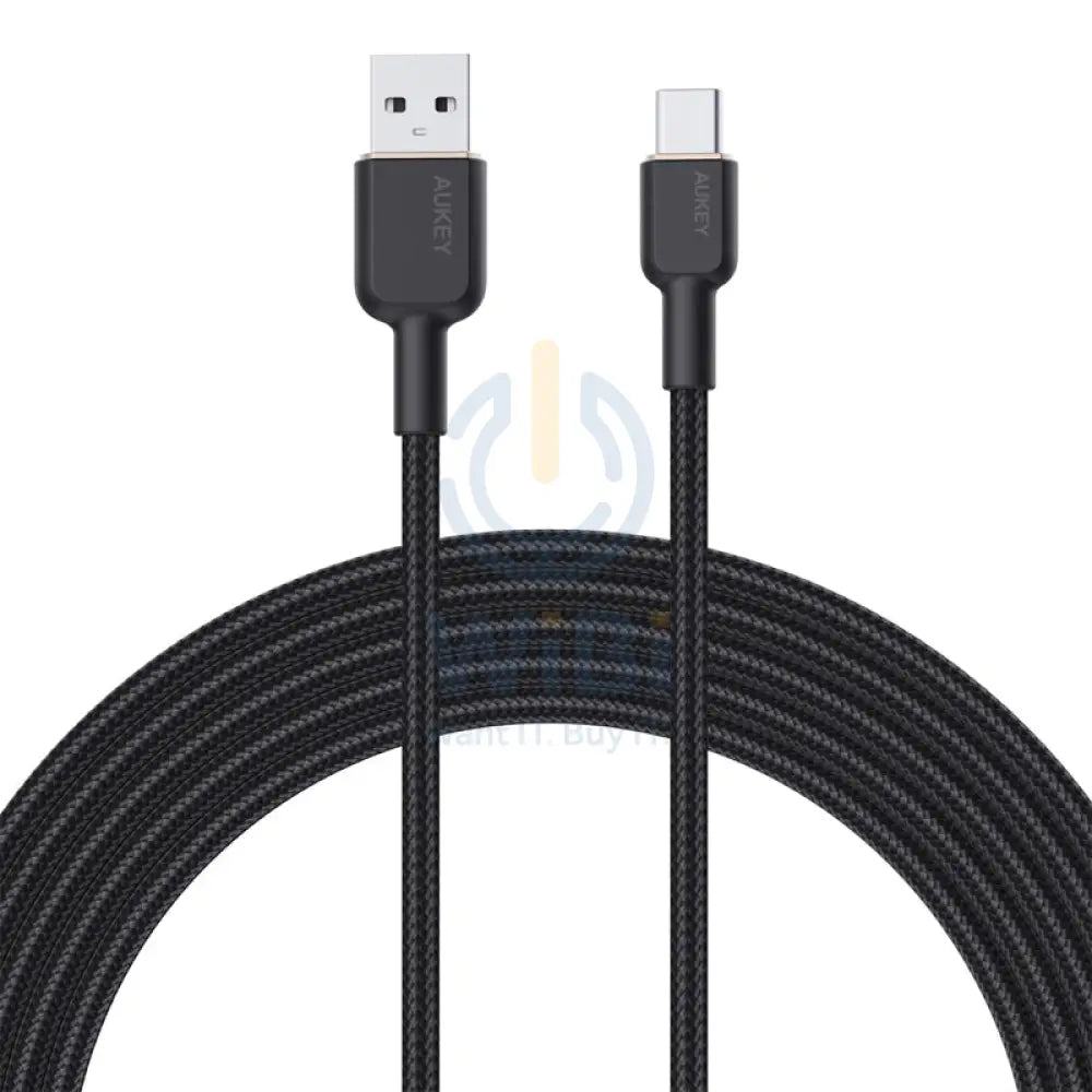 AUKEY Braided Nylon USB 2.0 to USB-C Cable - 0.9m / Black Accessories > Cables & Converters > Cables