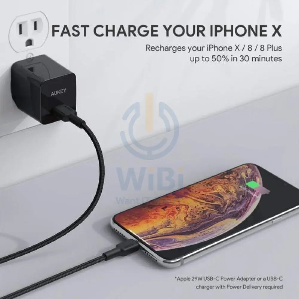 Aukey Braided USB-C to Lightning Cable 1.2 meter Black Accessories > Mobiles & Tablets > Tablets