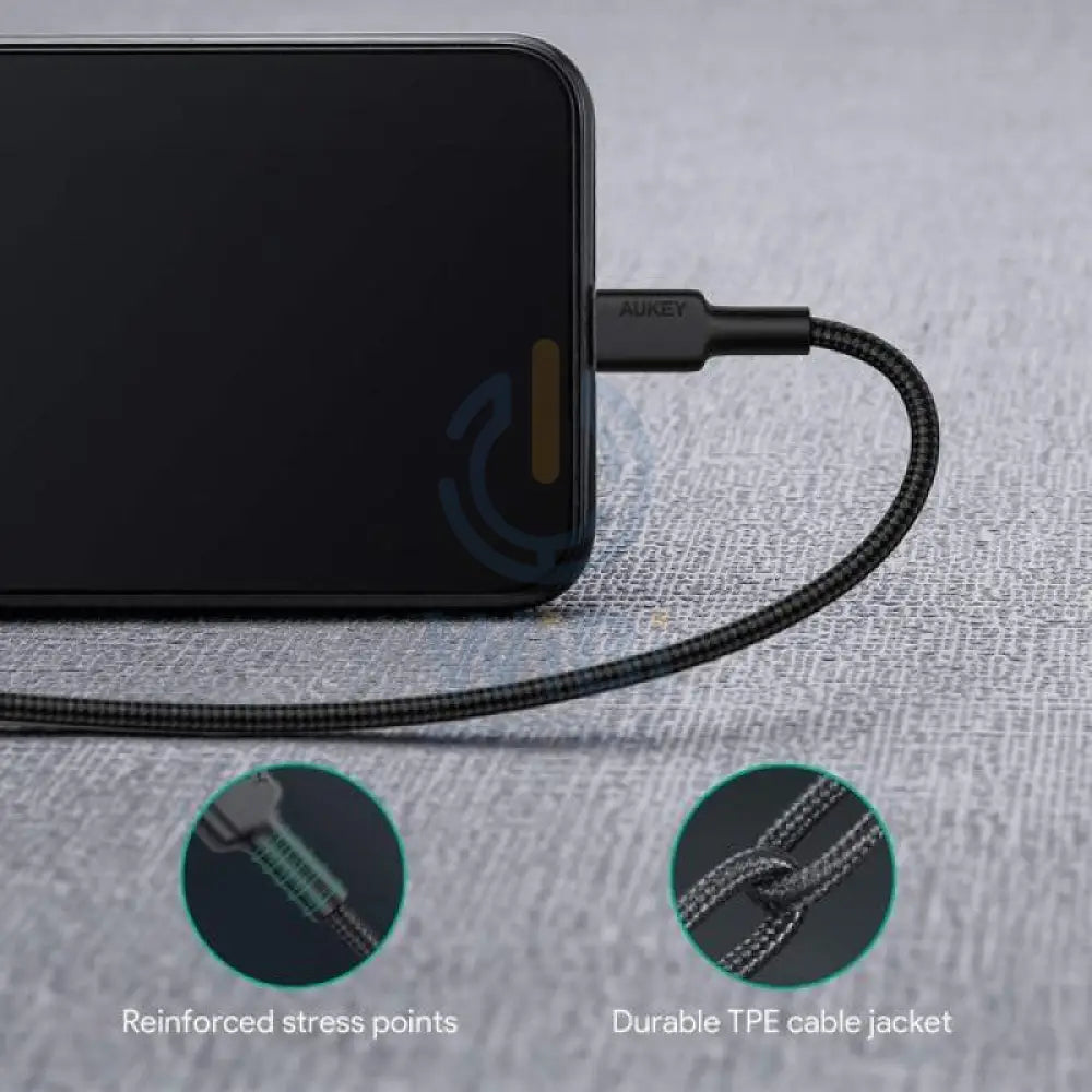 Aukey Braided USB-C to Lightning Cable 1.2 meter Black Accessories > Mobiles & Tablets > Tablets