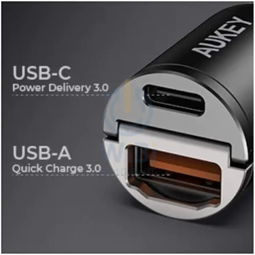 AUKEY Dual-Port Car Charger - 30W / USB-A / USB-C - Black Accessories > Mobiles & Tablets > Mobiles > Car Chargers