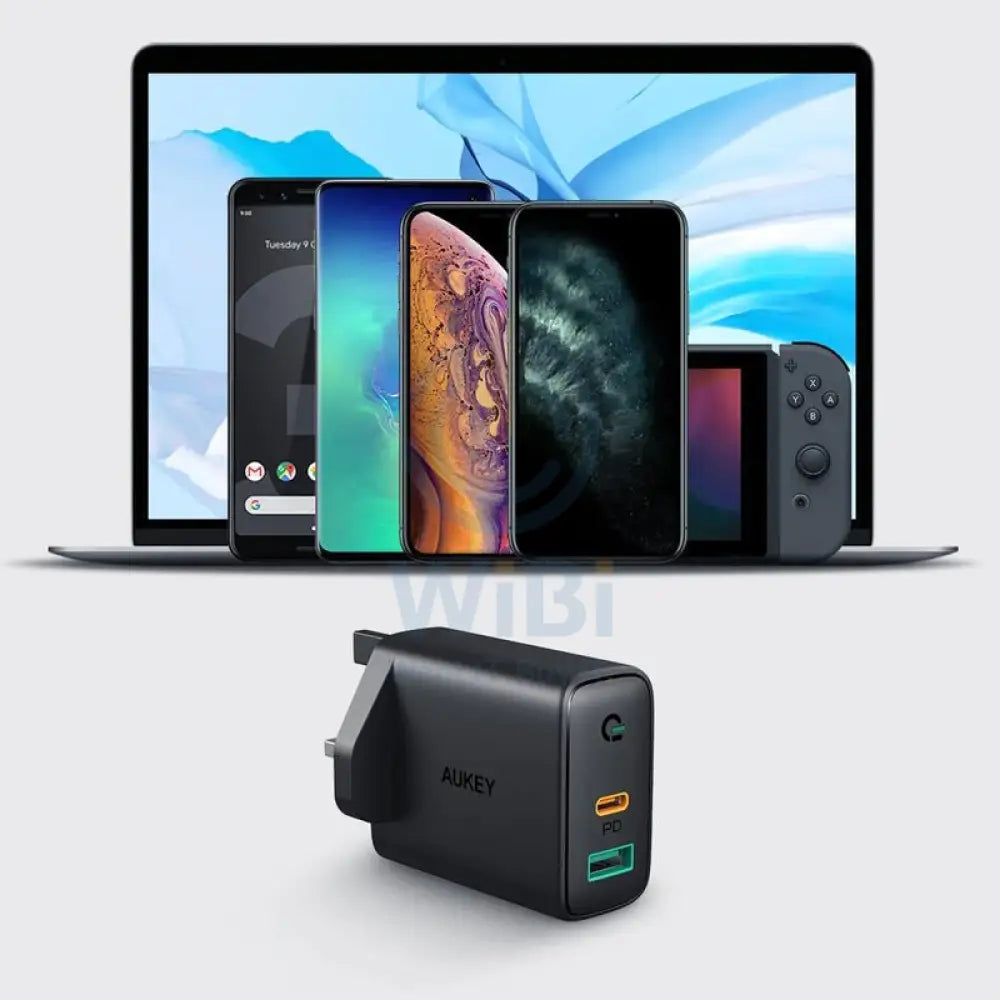 AUKEY Dual-Port Wall Charger with Dynamic Detect - 30W / Black Accessories > Power Adapters