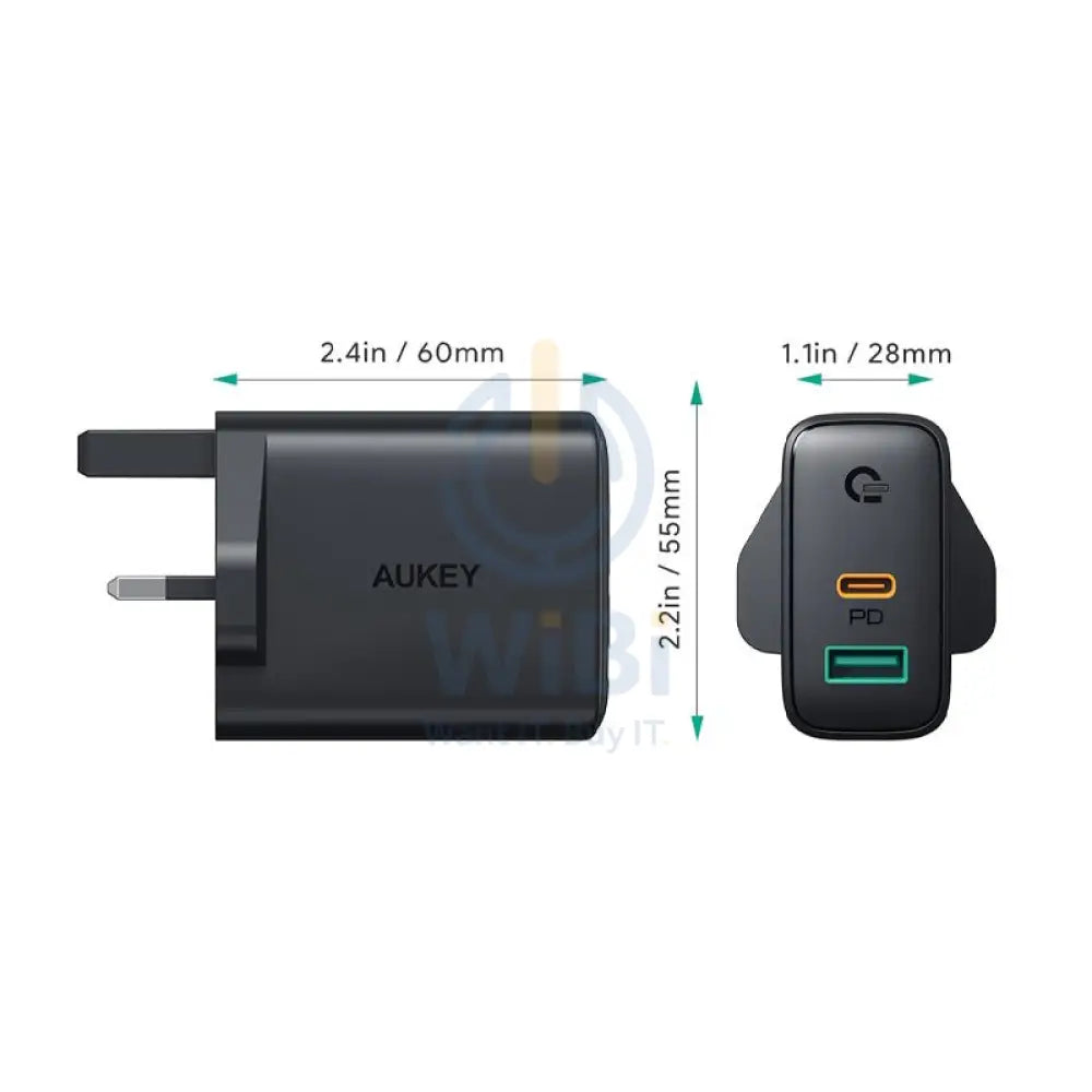 AUKEY Dual-Port Wall Charger with Dynamic Detect - 30W / Black Accessories > Power Adapters