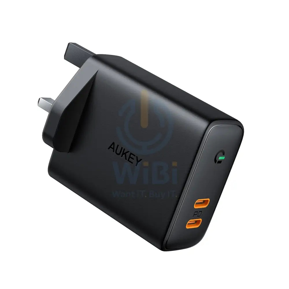 AUKEY Dual-Port Wall Charger with Dynamic Detect - 36W / USB-C / Black Accessories > Power Adapters