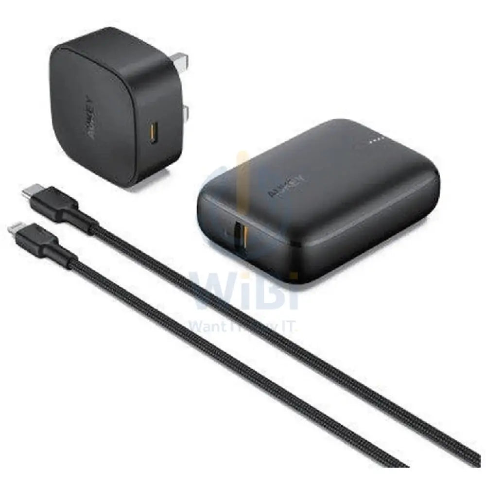 AUKEY On The Go Bundle (Wall Charger + Power Bank + Braided Cable) 20W / 10,000mAh / 1.2 Meter / Black Accessories >