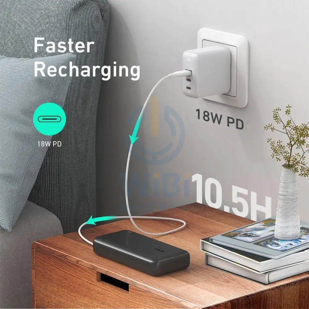 AUKEY Power Bank with Power Delivery & QC 3.0 - 18W / 20000mAh / Black Accessories > Power Bank