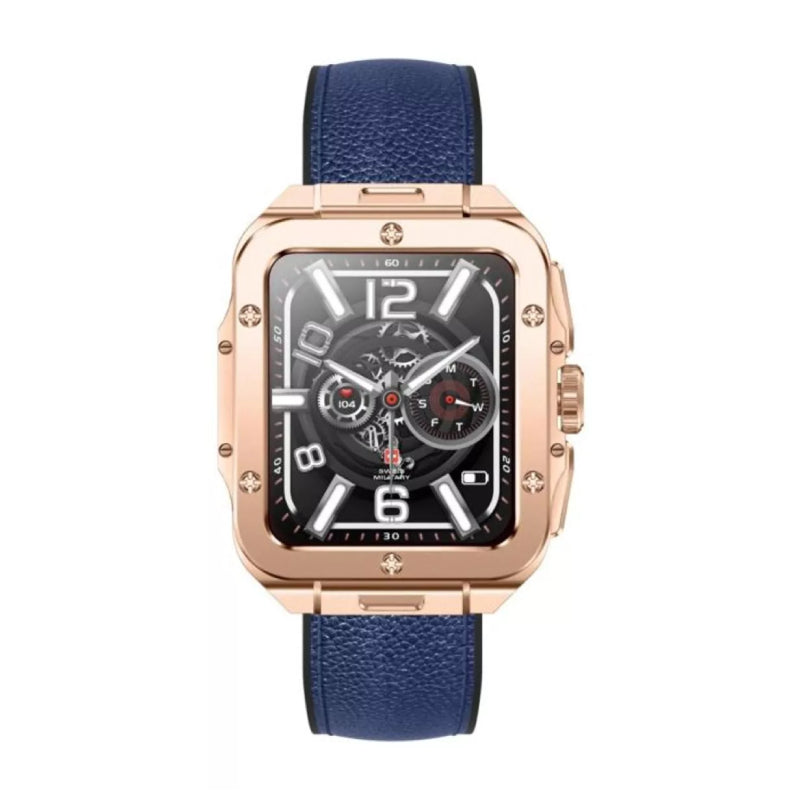 Swiss Military Smart Watch Rose Gold Frame Blue leather Strap Smart Watches