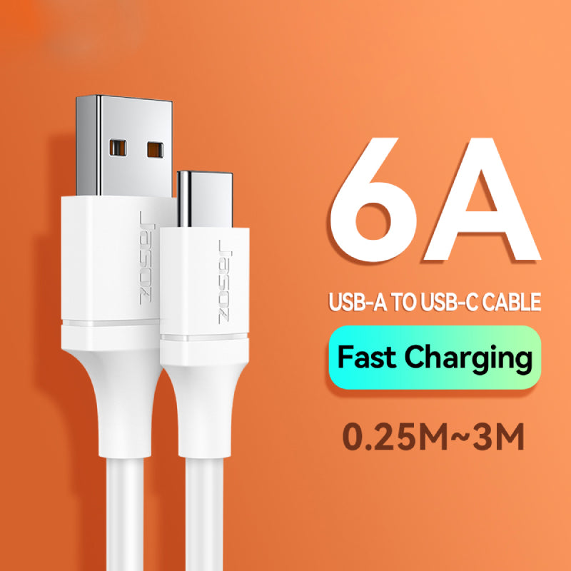 Jasoz D117 Fast Charging Cable - 6A / 3 Meter / USB-A / USB-C / White
