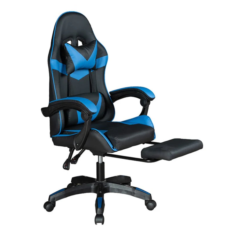 GADGETON Imperial Series PVC Leather Gaming Chair With Footrest - Black/Blue