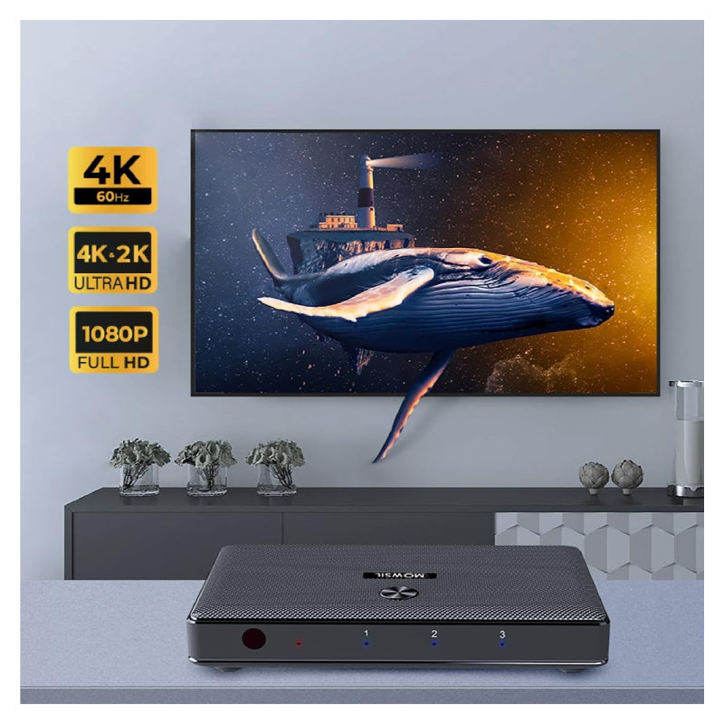 موزع HDMI من موصيل، 1 إلى 2، بدقة 4K وتردد 60 هرتز / باللون الأسود