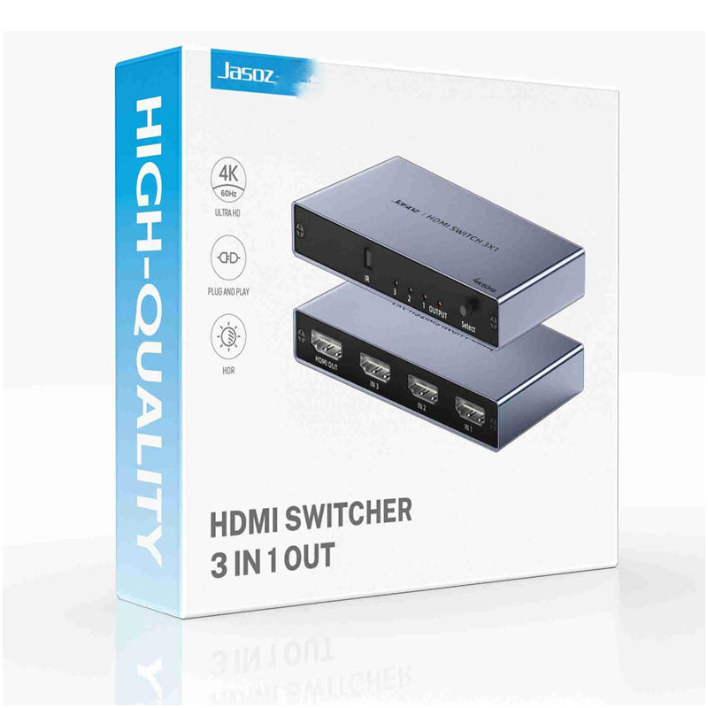 مبدل HDMI جاسوز T-G179 ‏3 في 1 - 4K@60 هرتز / رمادي فضائي داكن