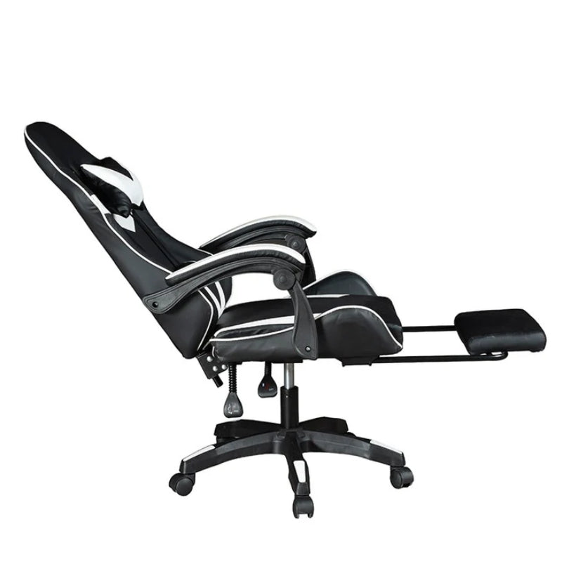 GADGETON Imperial Series PVC Leather Gaming Chair With Footrest - Black/White