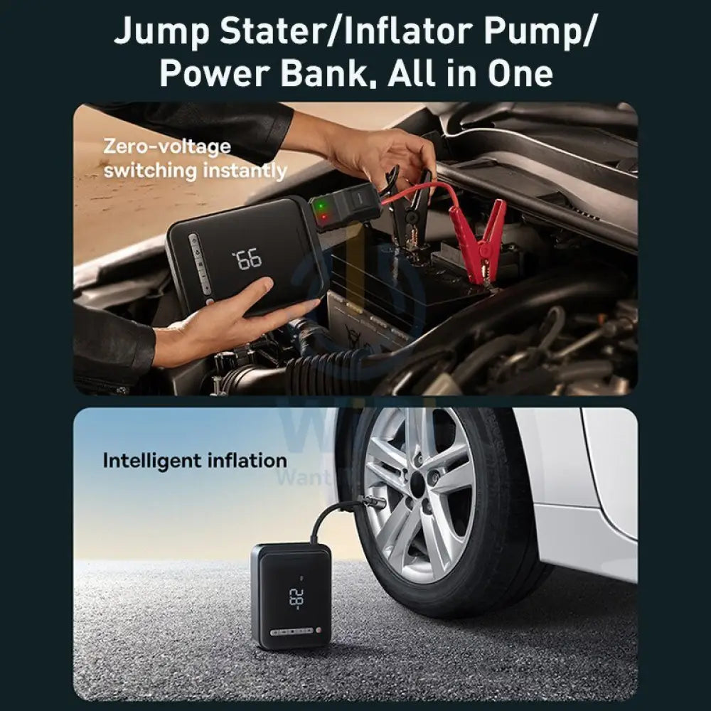 Baseus 2 In 1 Car Jump Starter Power Bank Air Compressor Inflator Pump (1000A) Accessories > Power Adapters