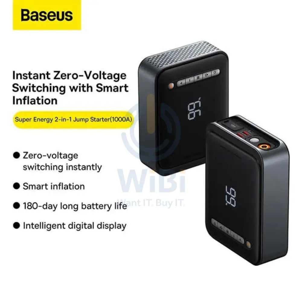 Baseus 2 In 1 Car Jump Starter Power Bank Air Compressor Inflator Pump (1000A) Accessories > Power Adapters