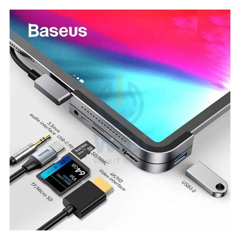 Baseus Bend Angle No.7 Multifunctional Type-C HUB - HDMI / USB Type-C / USB / Dark Gray