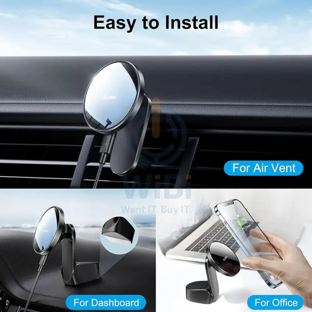 Baseus Big Energy Car Mount Wireless Charger - Black Accessories > Mobiles & Tablets > Mobiles > Car Chargers