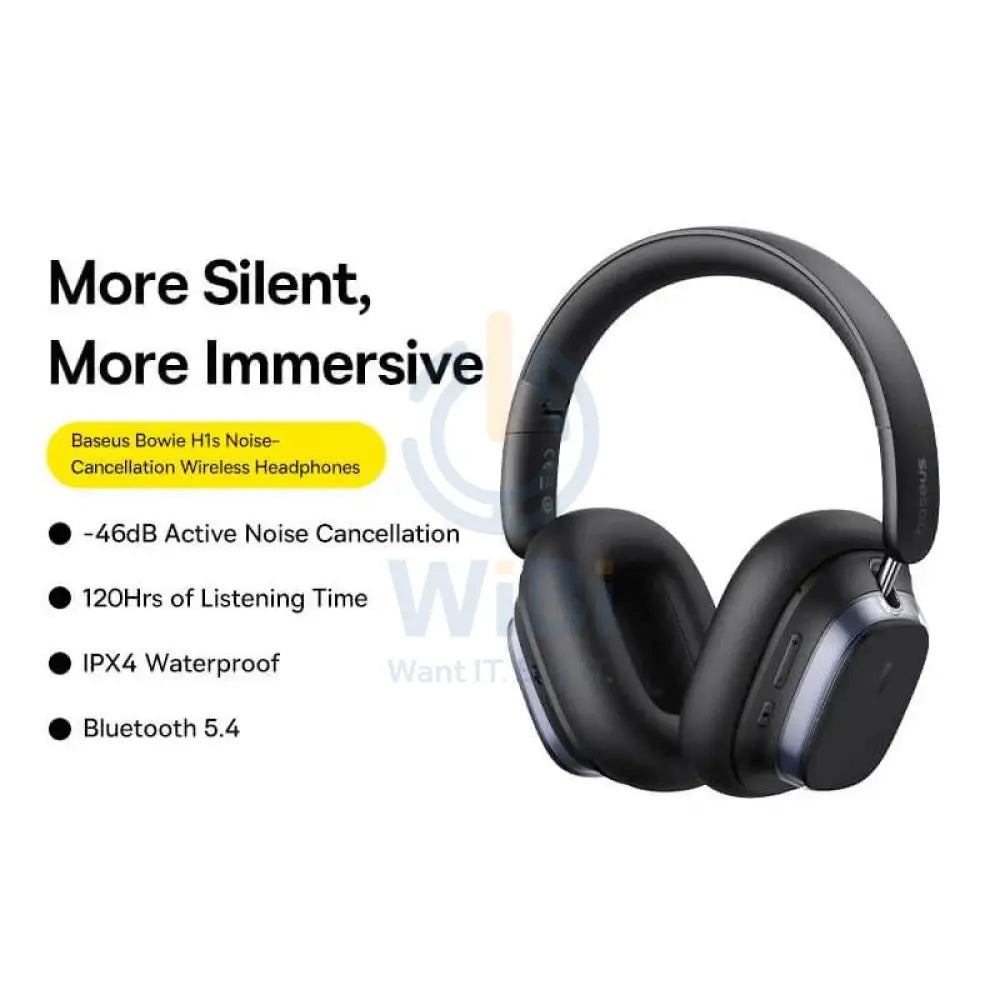 Baseus Bowie H1s Noise-Cancellation Wireless Headphones - Cluster Black Accessories > Audio > Headphones