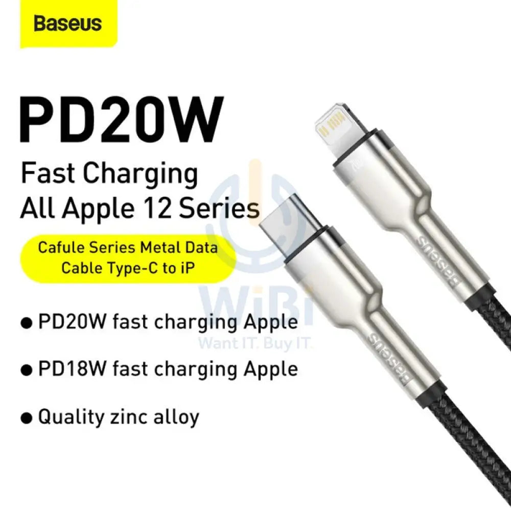 Baseus Cafule Series Metal Data Cable Type-C to Lightning - 20W / 2m / Black Accessories > Cables & Converters > Cables