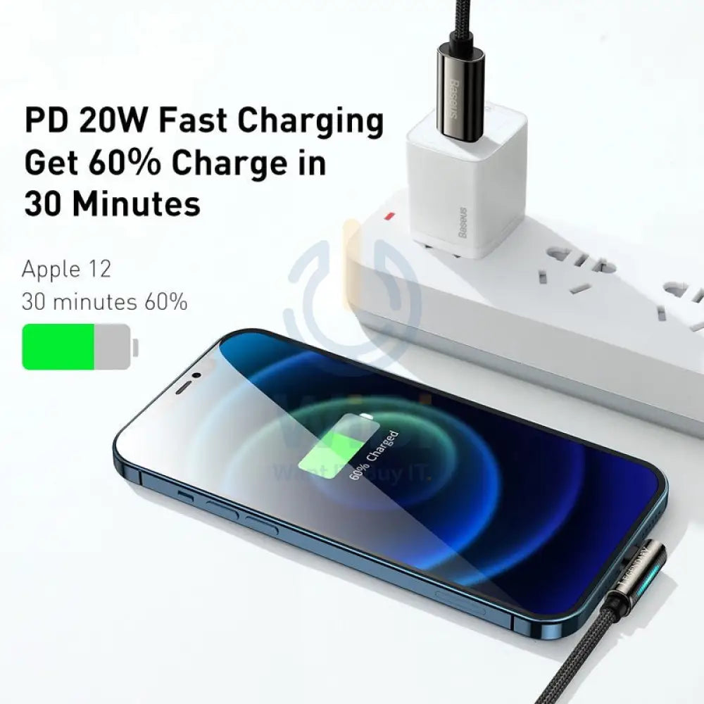 Baseus CATLCS-A01 Legend Series Elbow Fast Charging Data Cable Type-C to Lightning For iPhone PD 20W 2m Black