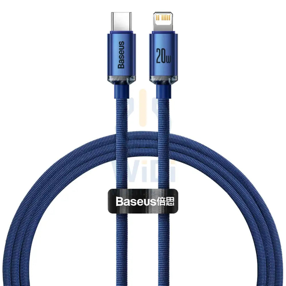 Baseus Crystal Shine Cable Type-C To Lightning Fast Charging Cable - 20W - 1.2M / Blue Accessories > Cables &