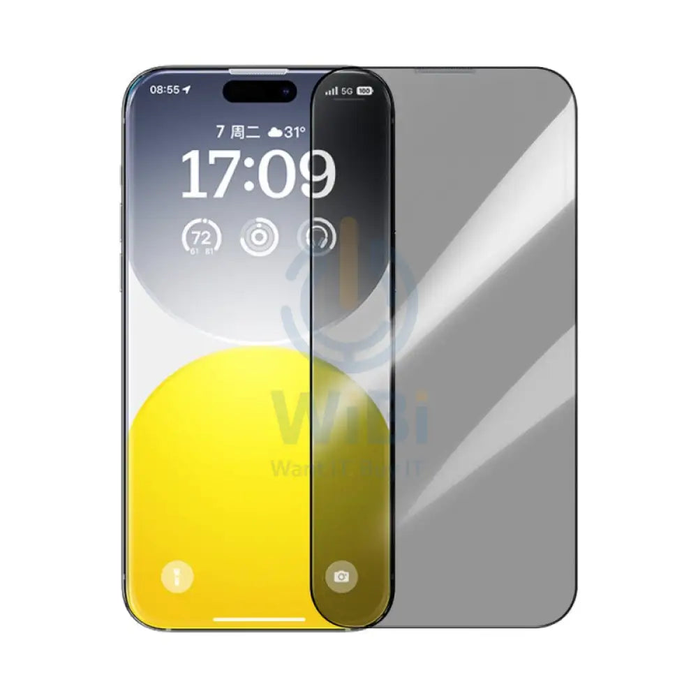 Baseus Diamond Series Full Coverage Privacy Glass Screen Protector - Apple iPhone 15 / Privacy Accessories > Mobiles &
