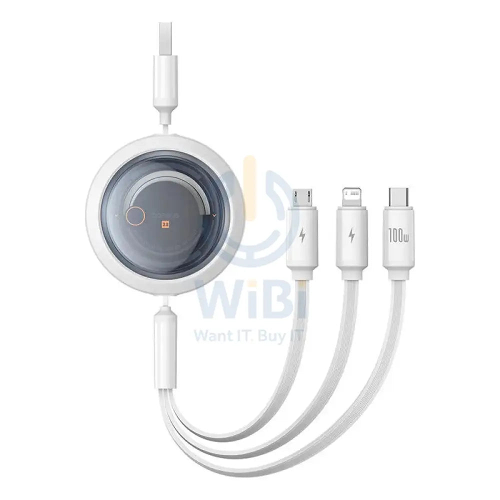 Baseus Free2Draw Charging Cable - USB-C / Micro USB / Lightning / 100W / 1.1 Meter / White Accessories > Cables &