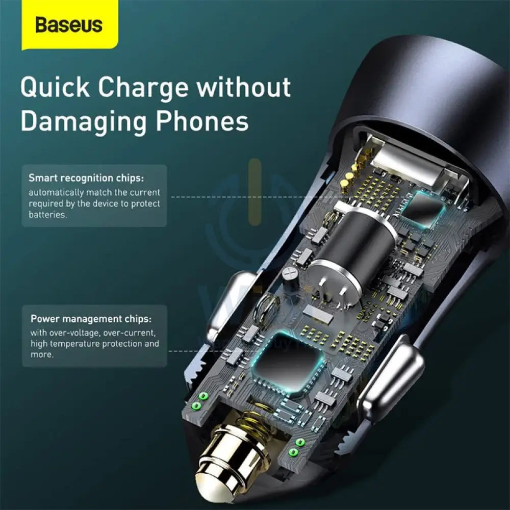 Baseus Golden Contactor Pro Dual Quick Charger - Car Charger / U + C 40W / Dark Gray Accessories > Mobiles & Tablets >