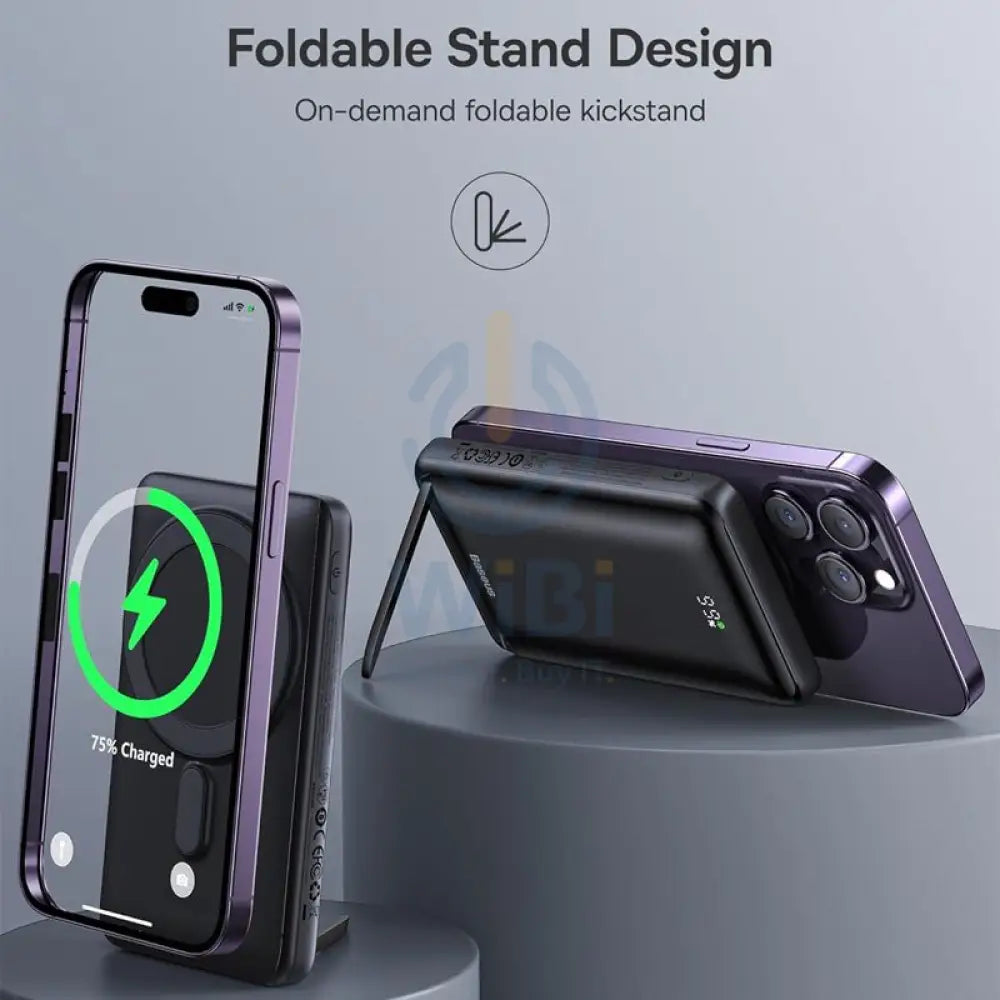 Baseus Magnetic Bracket Wireless Fast Charge Power Bank - 10000mAh/ 20W/ Blue Accessories > Power Bank > Offer Zone