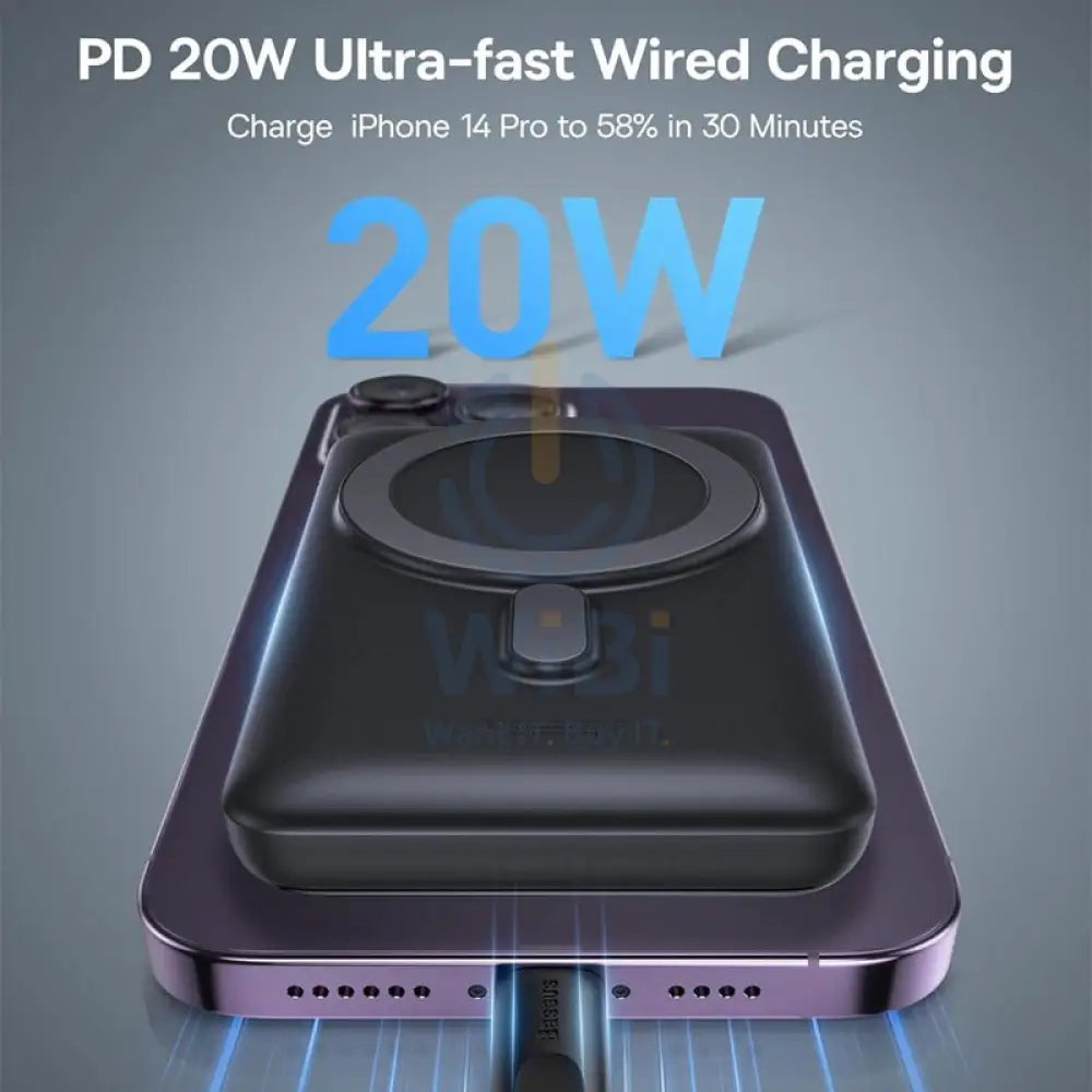 Baseus Magnetic Bracket Wireless Fast Charge Power Bank - 10000mAh/ 20W/ Blue Accessories > Power Bank > Offer Zone