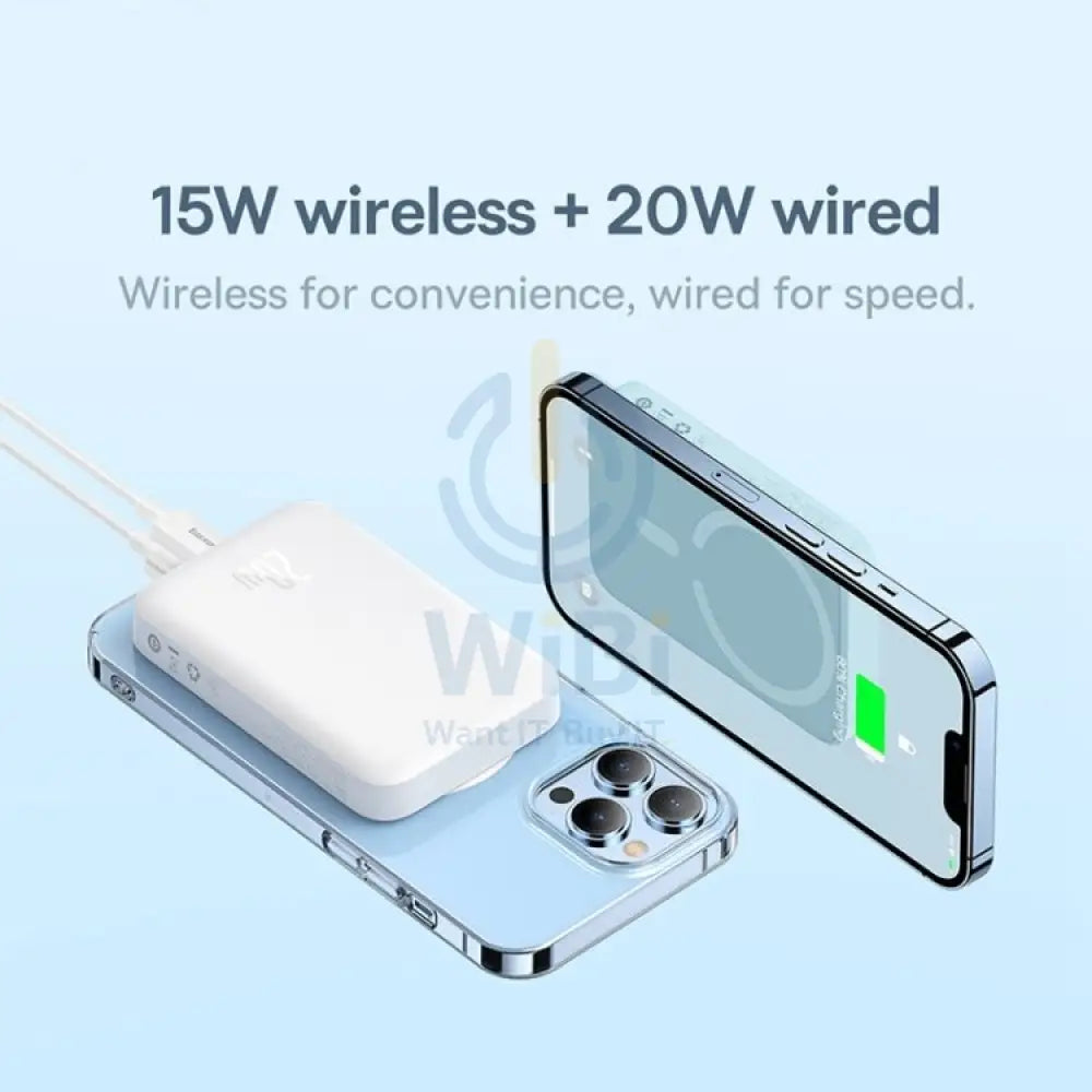 Baseus Magnetic Mini Wireless Fast Charge Power Bank - 10000mAh / 20W / White Accessories > Power Adapters