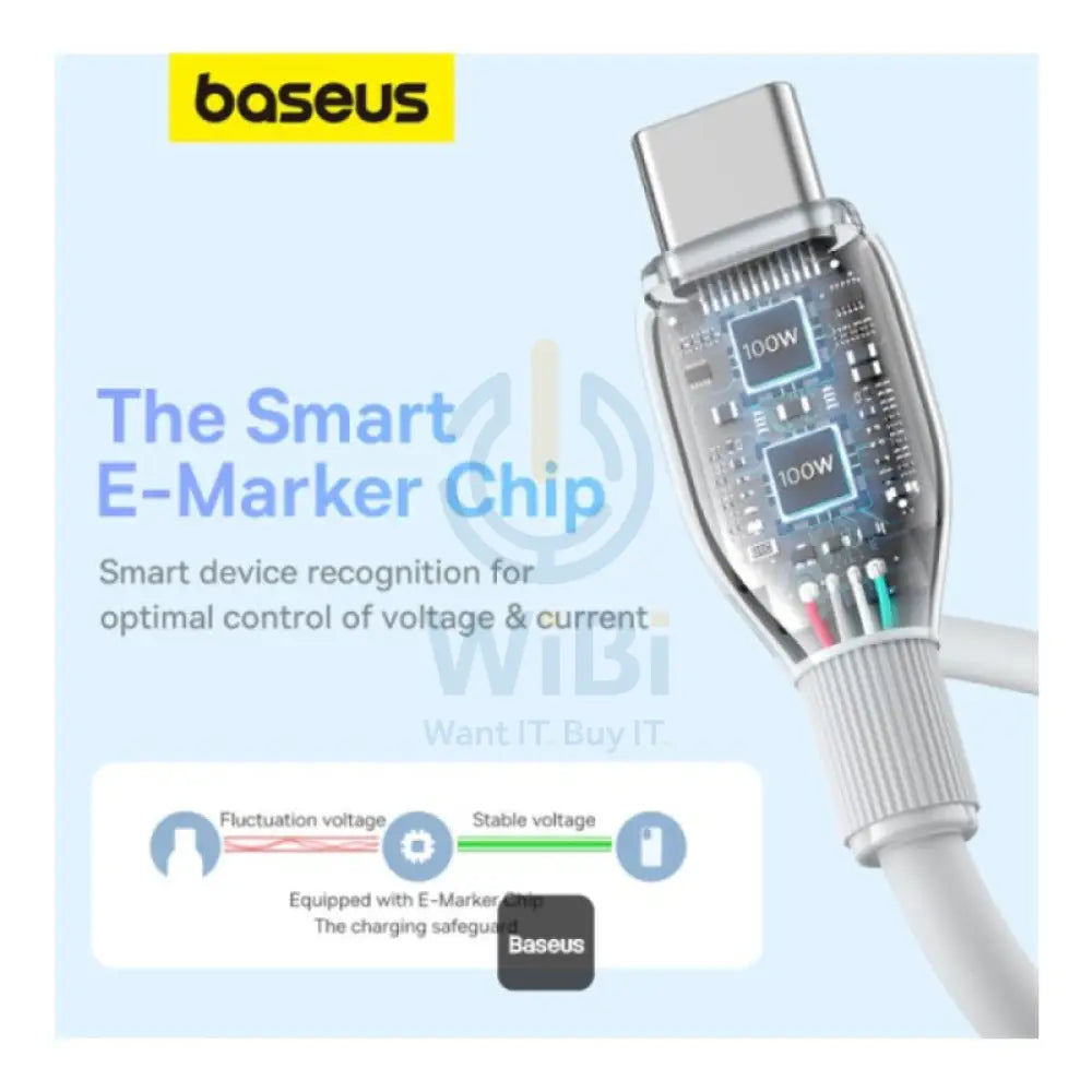 Baseus Pudding Series Fast Charging Cable - 2M / USB-C / 100W / Stellar White Accessories > Cables & Converters > Cables