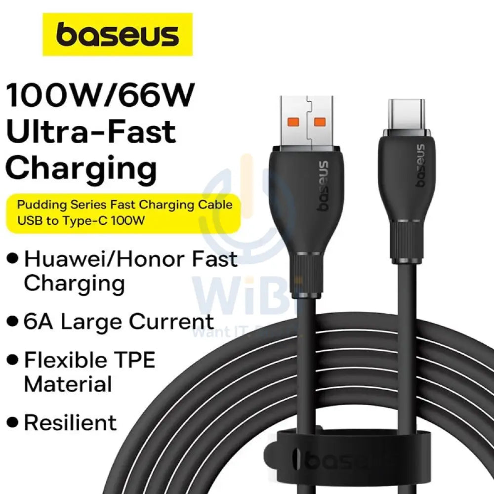 Baseus Pudding Series Fast Charging USB-A to USB-C Cable 2M - Cluster Black Accessories > Cables & Converters > Cables