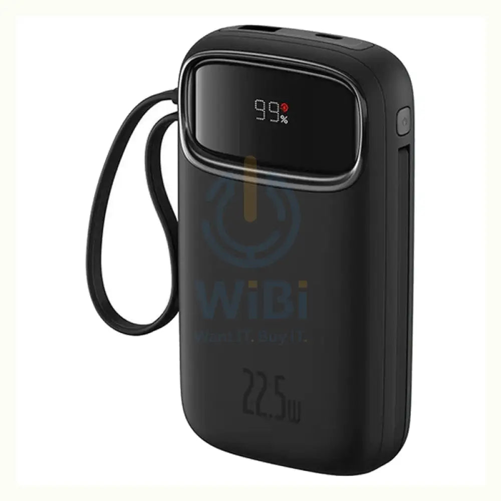 Baseus Qpow 2 Dual-Cable Digital Display Fast Charge Power Bank - 20000mAh / 22.5W / Cluster Black Accessories > Power