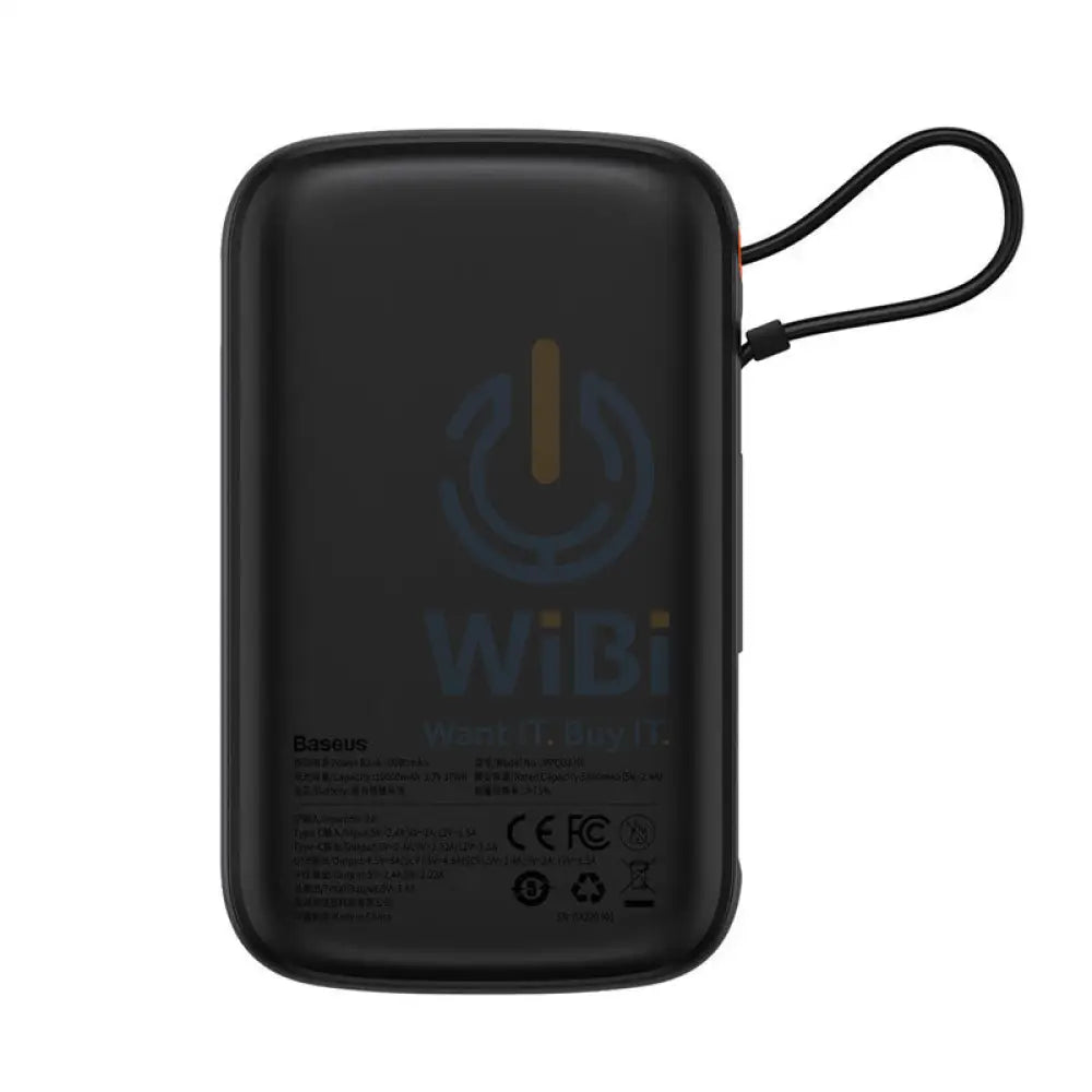 Baseus Qpow Pro Digital Display Fast Charge Power Bank - 10000mAh/ 20W/ Iph Edition/ Type-C Cable/ Black Accessories >