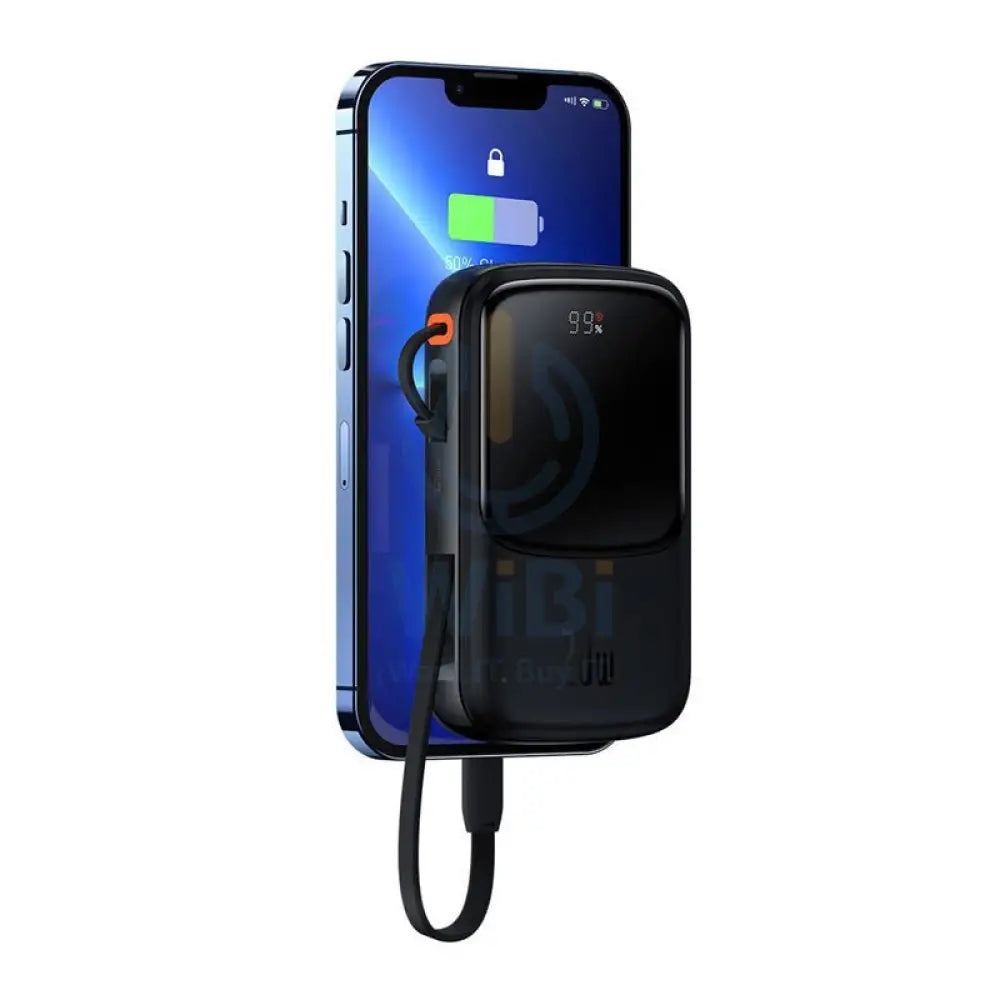 Baseus Qpow Pro Digital Display Fast Charge Power Bank - 10000mAh/ 20W/ Iph Edition/ Type-C Cable/ Black Accessories >