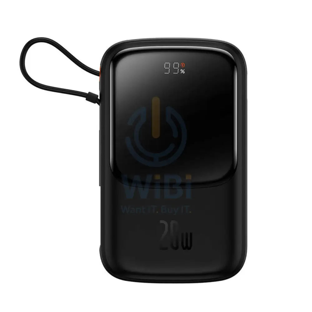 Baseus Qpow Pro Digital Display Fast Charge Power Bank - 10000mAh/ 20W/ Iph Edition/ Type-C Cable/ Black Accessories >