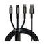 Baseus Tungsten Gold 3 in 1 Fast Data Cable - Micro/USB-C/Lightning/ 3.5a / 1.5 Meter / Black Accessories > Cables &