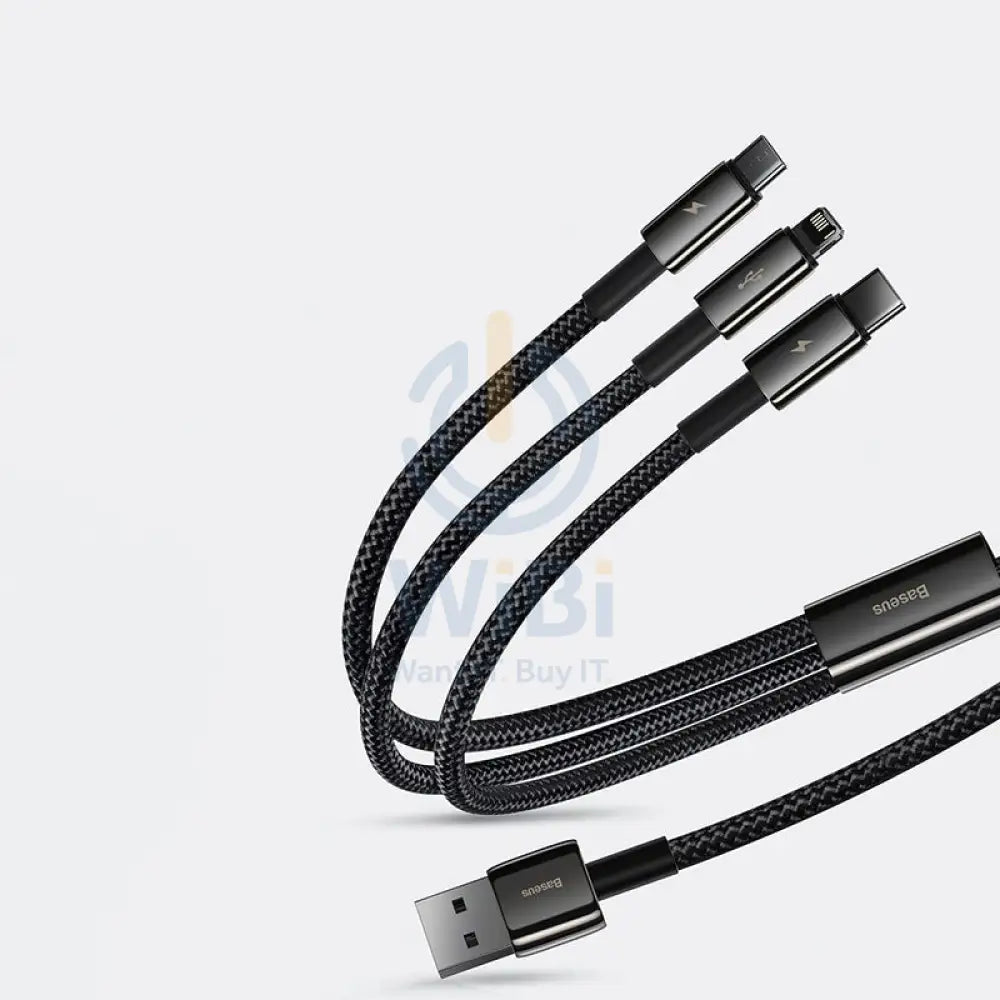 Baseus Tungsten Gold 3 in 1 Fast Data Cable - Micro/USB-C/Lightning/ 3.5a / 1.5 Meter / Black Accessories > Cables &