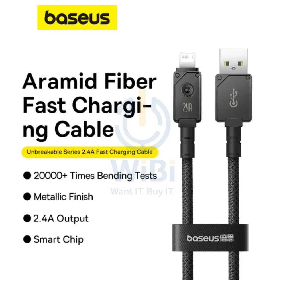 Baseus Unbreakable Series Fast Charging USB to Lightning Cable - 1 Meter / Cluster Black Accessories > Cables &