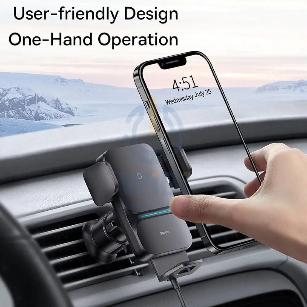 Baseus Wisdom Auto Alignment Wireless Charger - Car Mount / QI 15W / Suction base / Black Accessories > Mobiles &