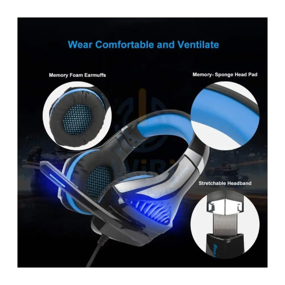 Beexcellent GM-5 Stereo Gaming Headset - Blue Accessories > Audio > Headphones > Gaming Zone