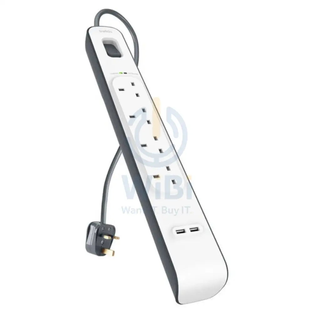 Belkin 4 Way Surge Protection Strip - 18W / 2 Meter / USB-A / USB-C / White Accessories > Power > Power Protection >