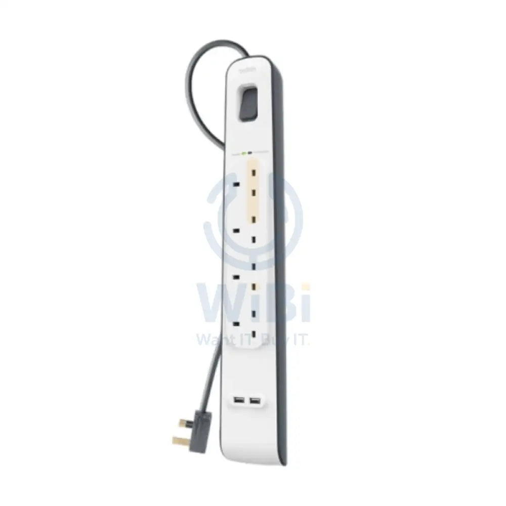Belkin 4 Way Surge Protection Strip - 18W / 2 Meter / USB-A / USB-C / White Accessories > Power > Power Protection >