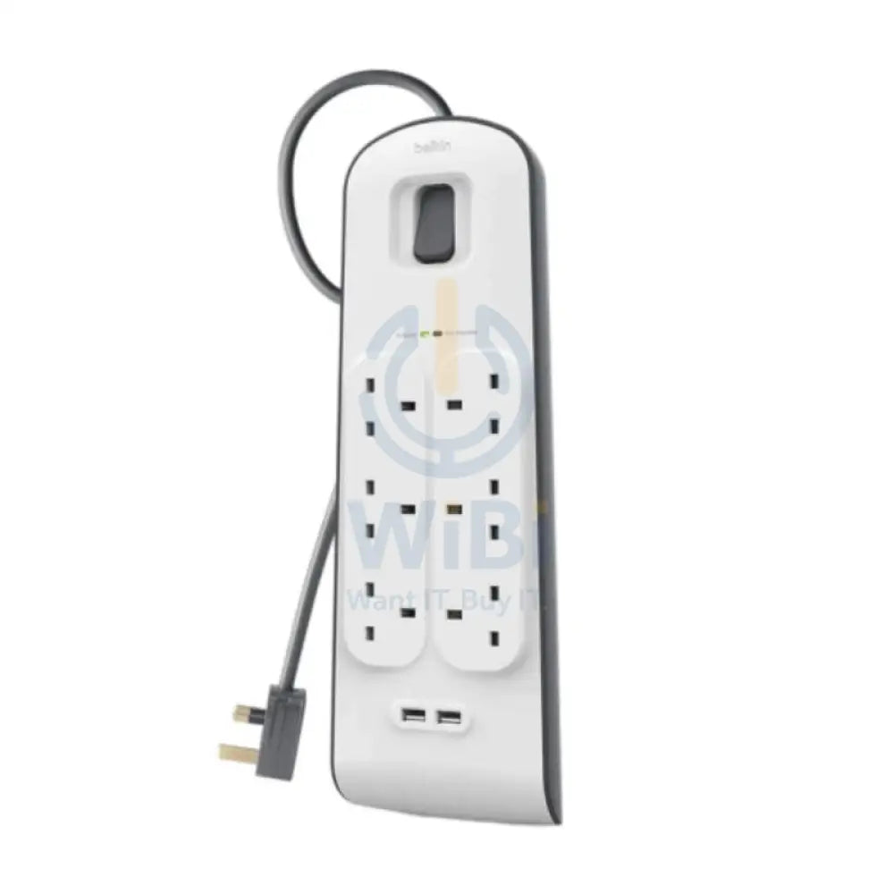 Belkin 6 Way Surge Protection Strip - 18W / 2 Meter / USB-A / USB-C / White Accessories > Power > Power Protection >