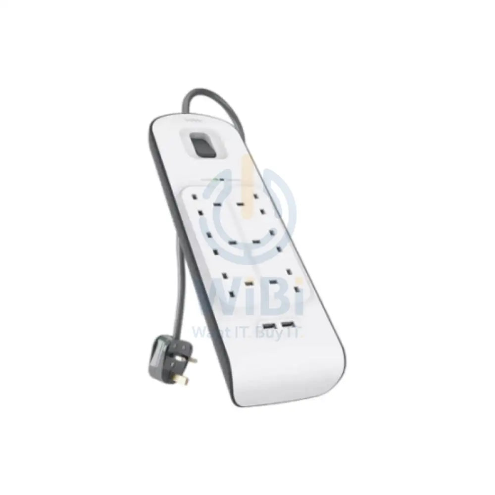Belkin 6 Way Surge Protection Strip - 18W / 2 Meter / USB-A / USB-C / White Accessories > Power > Power Protection >