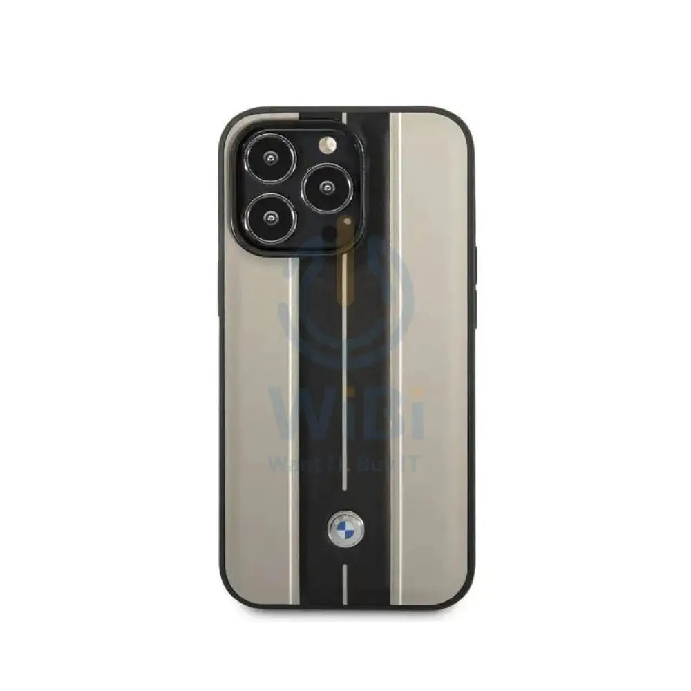 BMW iPhone 14 Pro Signature Collection Genuine Leather Case with Hot Stamp Lines - Beige Accessories > Mobiles &