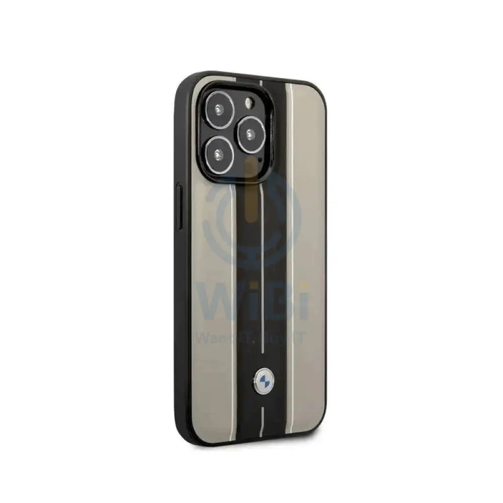 BMW iPhone 14 Pro Signature Collection Genuine Leather Case with Hot Stamp Lines - Beige Accessories > Mobiles &