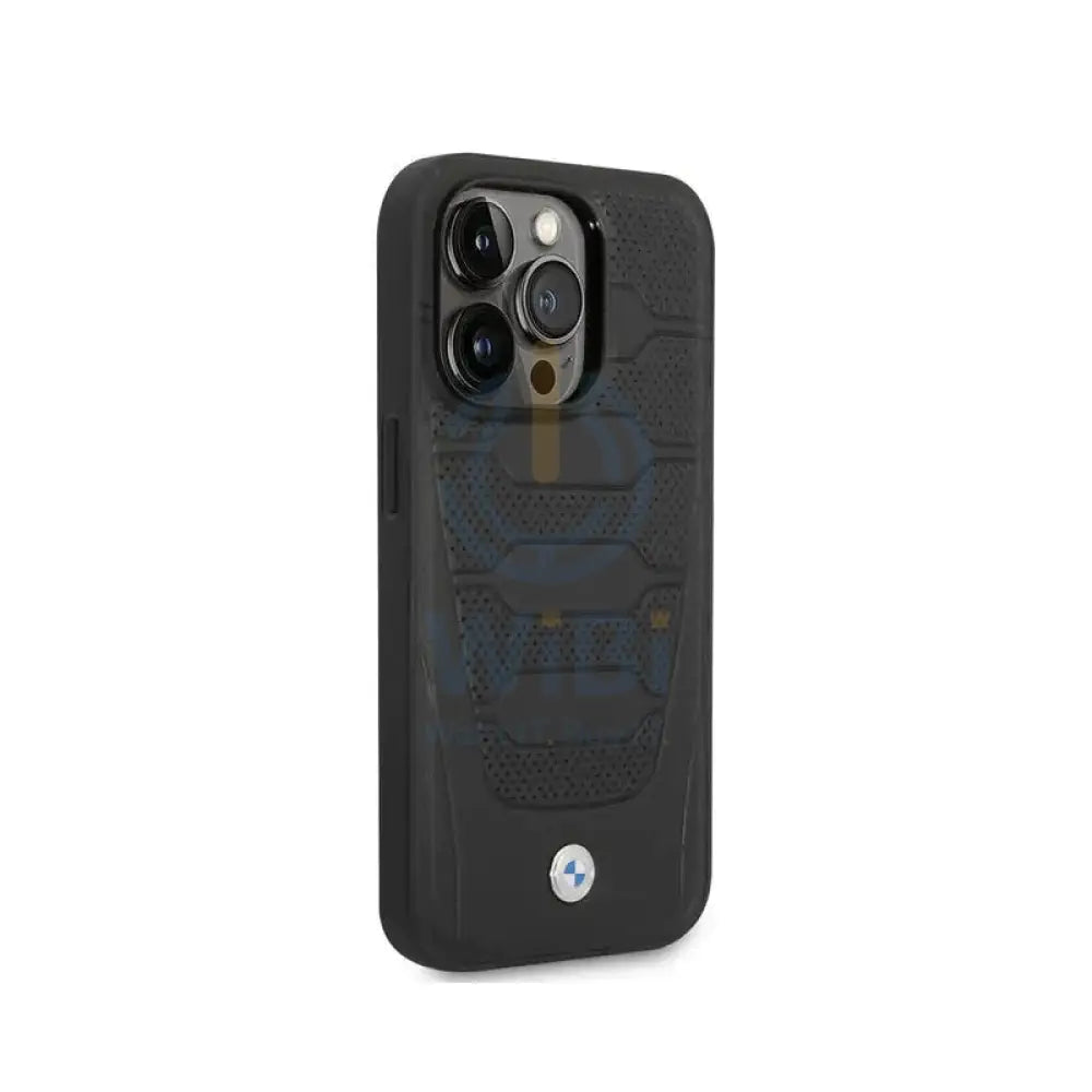 BMW iPhone 14 Pro Signature Collection Genuine Leather with Perforated Seats Design - Black Accessories > Mobiles &