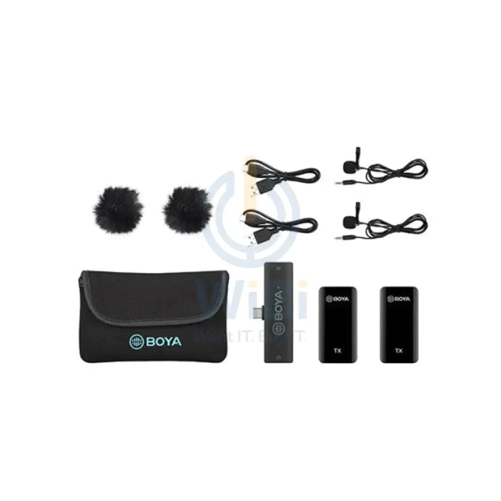 BOYA 2.4GHz Wireless Microphone for mobile device like smartphone PC tablet (2transmitters + 1receiver with Type-C